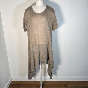 Beige Knit Tunic Short Sleeve Lagenlook Earthy Boho